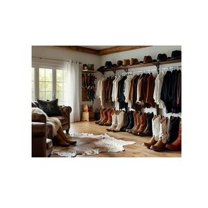 HANDCRAFTED Leather Cowboy Boot collection digital art print for wall decor NWT